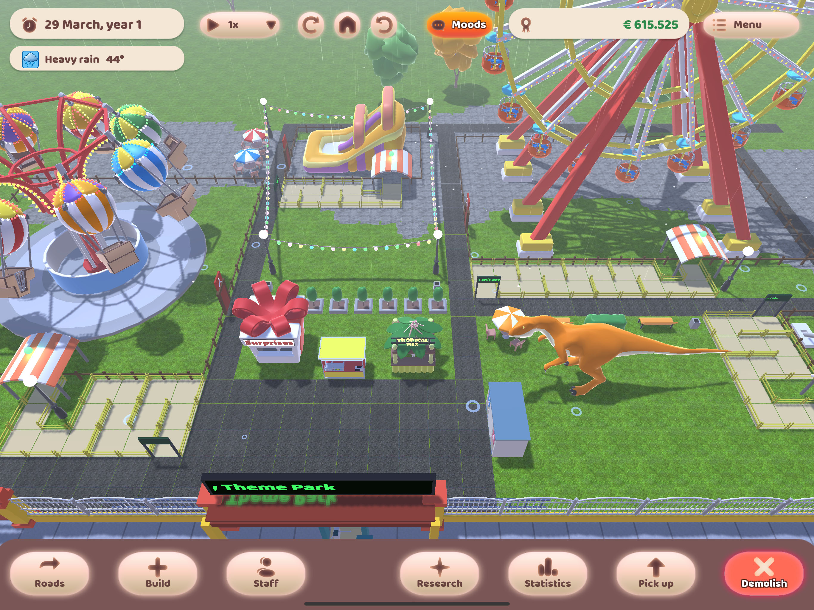 Dynamic weather that influences your park and its guests
