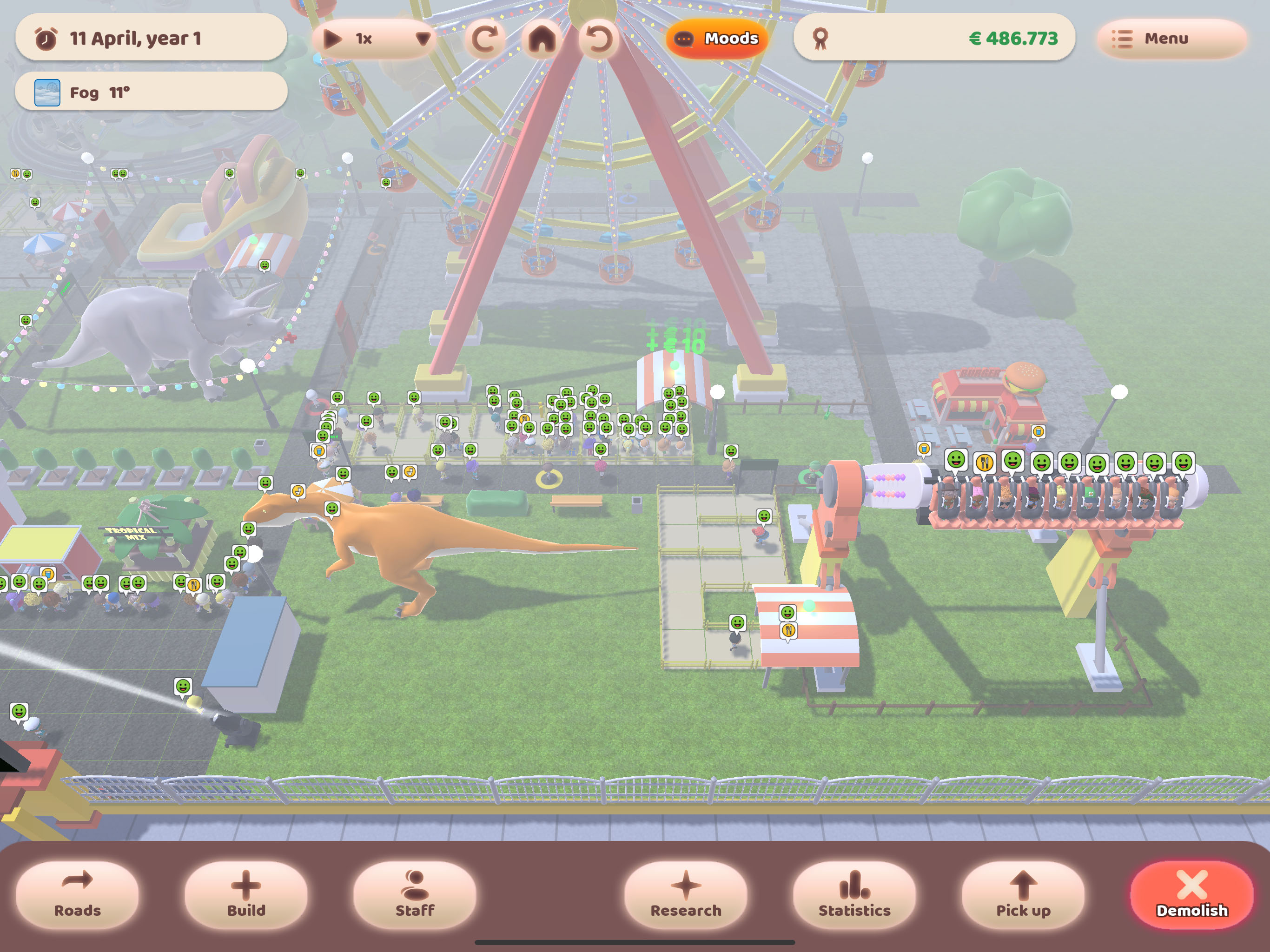 Dynamic weather that influences your park and its guests