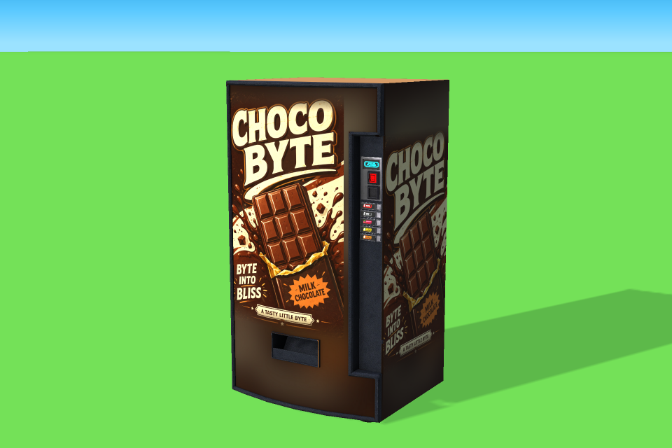 Choco Byte chocolate vending machine in Amusement Factory