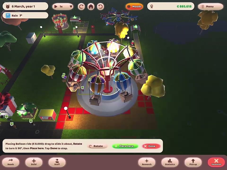 Play the gameplay video: build your theme park from scratch