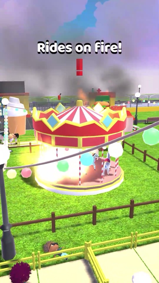 Play the short: an earthquake hits the park, rides catch fire and the news helicopter arrives
